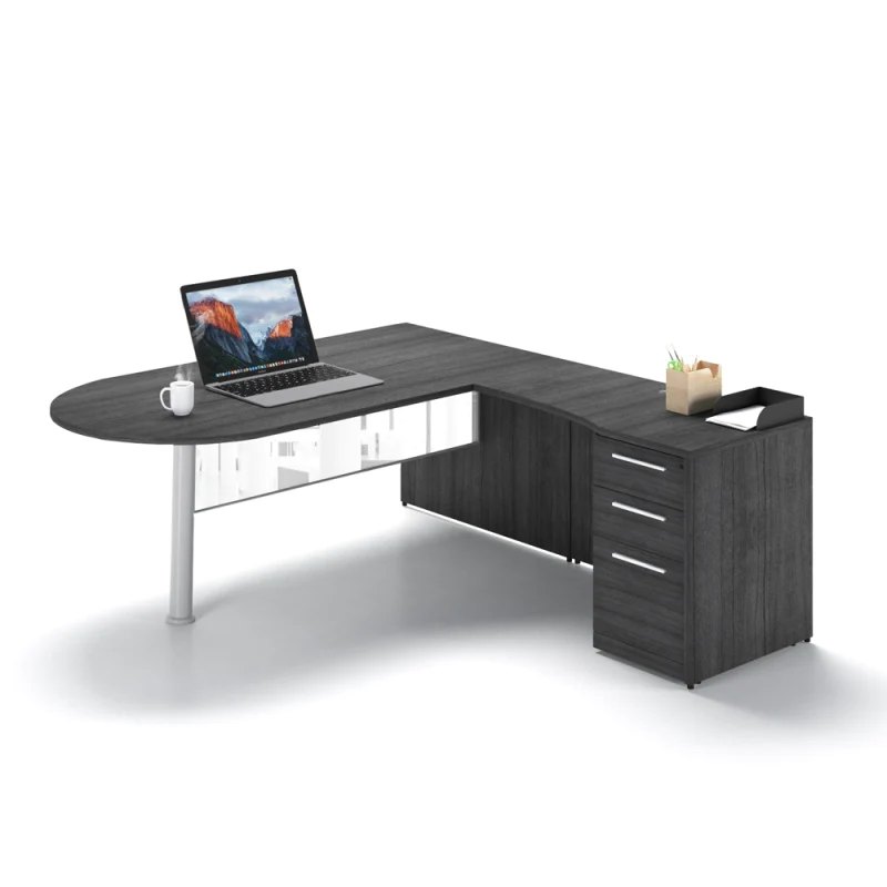 Desk L shape bullet end desk